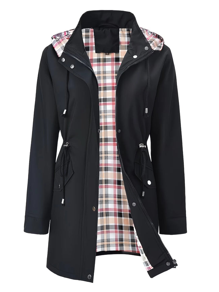 Cosima | Trench con cappuccio resistente alle intemperie e interno foderato a quadri