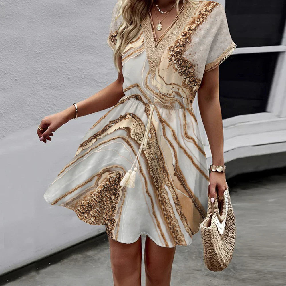 Sally | Vestido con estampado y escote en V con estilo