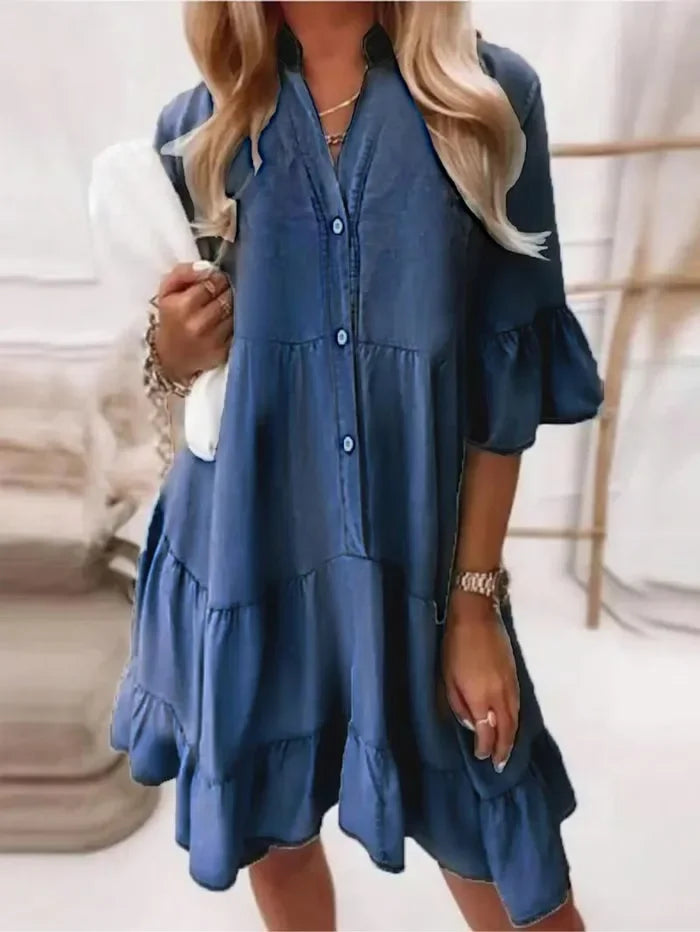 Amy | Vestido de mezclilla con volantes