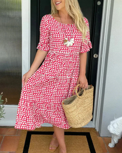 Zora | Vestido Midi de Manga Curta Sable