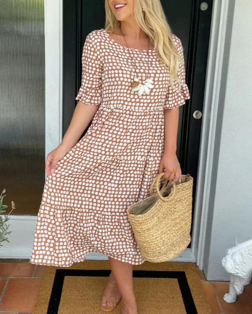 Zora | Vestido Midi de Manga Curta Sable