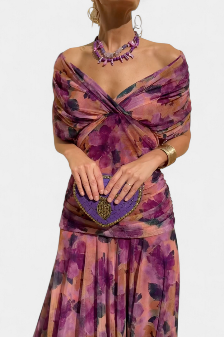 Alondra™ Lang blomsterkjole med V-hals