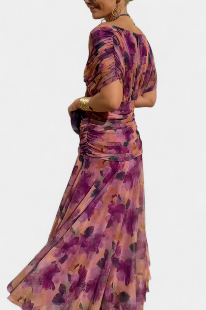 Alondra™ Lang blomsterkjole med V-hals