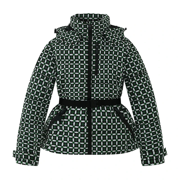 Fiorella | Parka rembourrée ajustée à capuche avec ceinture taille haute et conception coupe-vent