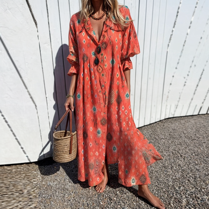 Odessa | Buttoned Floral Maxi Dress