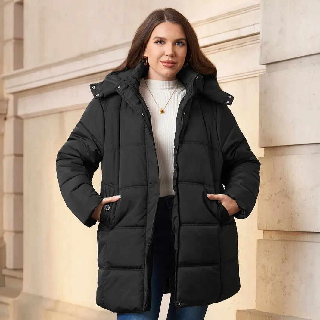 Manteau matelassé isolant Donatella avec capuche amovible et fermeture zippée