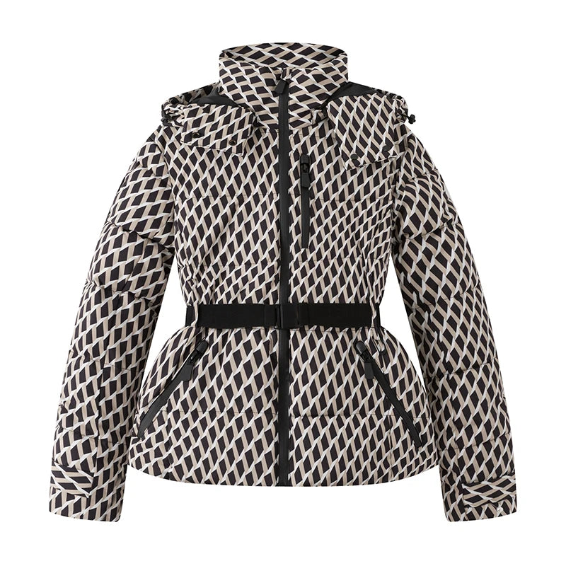 Fiorella | Parka rembourrée ajustée à capuche avec ceinture taille haute et conception coupe-vent