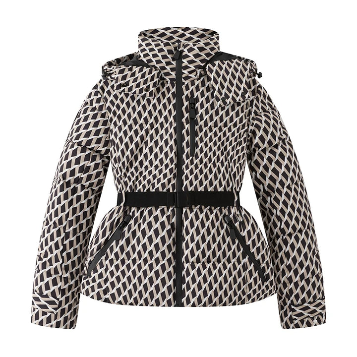 Fiorella | Parka rembourrée ajustée à capuche avec ceinture taille haute et conception coupe-vent