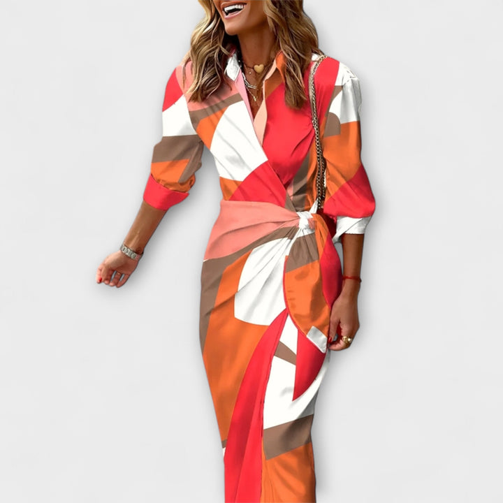 Clarissa - Vestido Camisa Midi Listrado