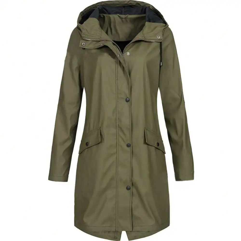 Thalassa | Rugged Mid-Length Rain Jacket with Adjustable Hood and Flap Pockets