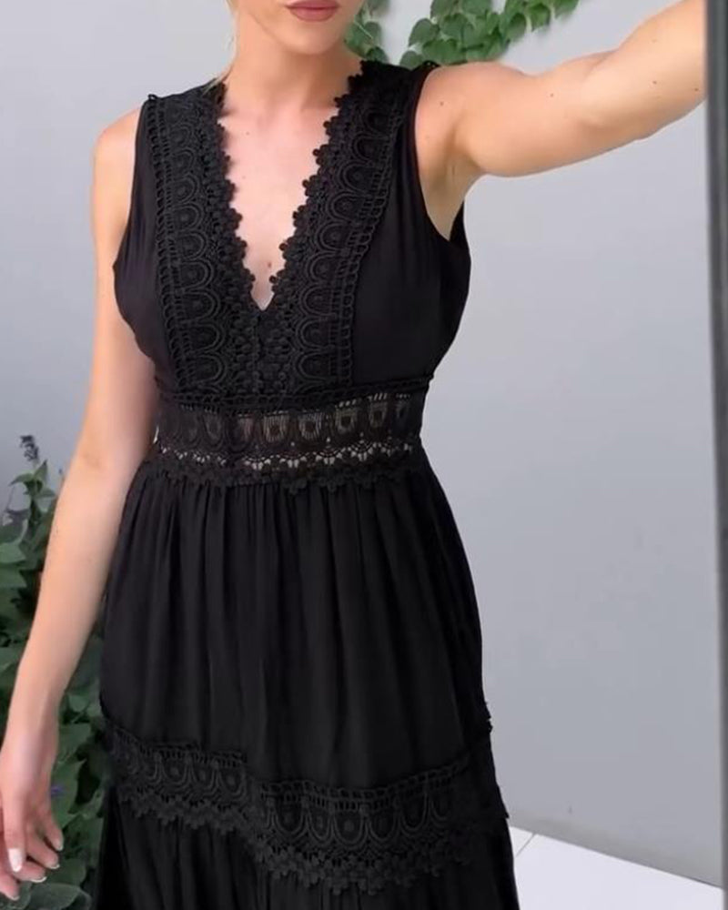 Aurélie™ | Abito Elegante in Pizzo con Scollo a V