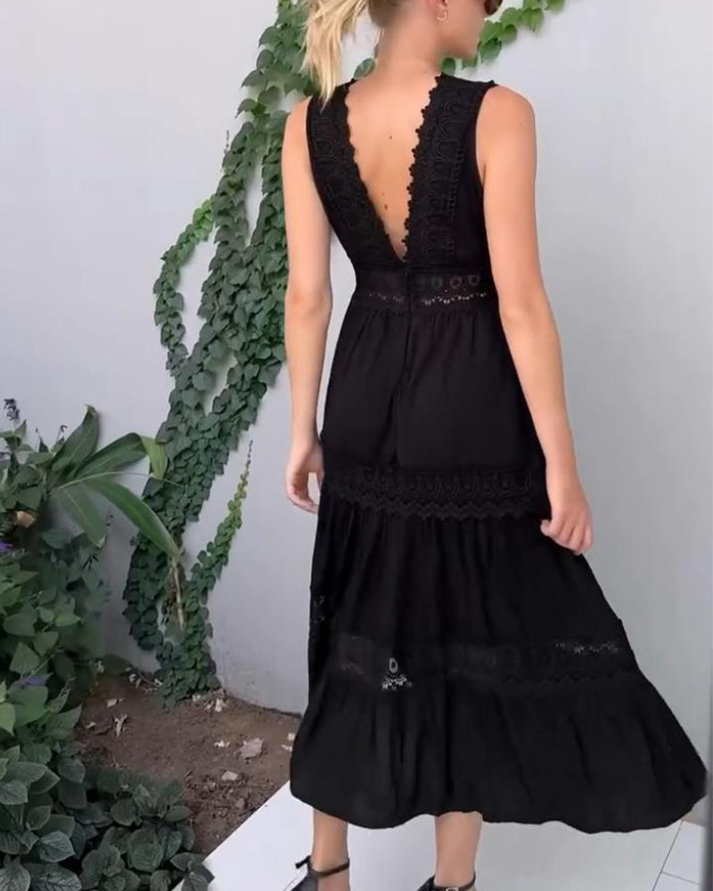 Aurélie™ | Abito Elegante in Pizzo con Scollo a V