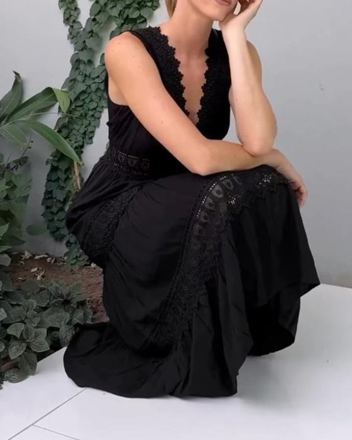 Aurélie™ | Abito Elegante in Pizzo con Scollo a V
