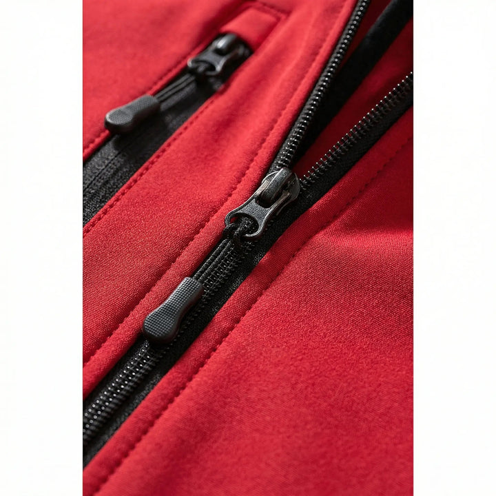 Jaqueta feminina de softshell com capuz, à prova de vento, fechamento frontal por zíper e bolsos, casual