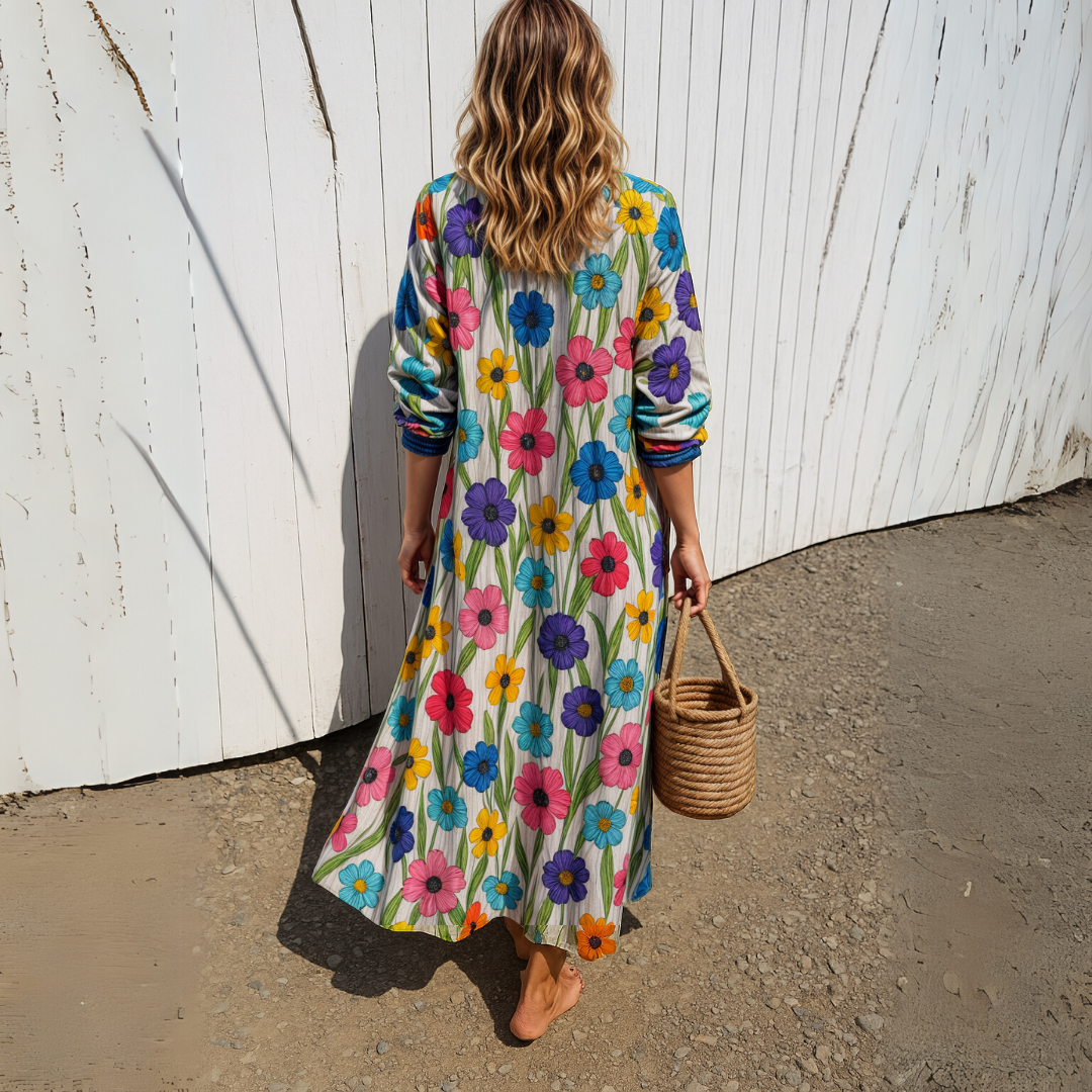 Odessa | Buttoned Floral Maxi Dress