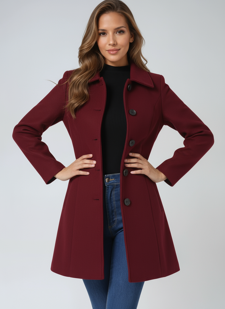 Women's Trenchcoat Fitted Button Closure Structured Collar Workwear