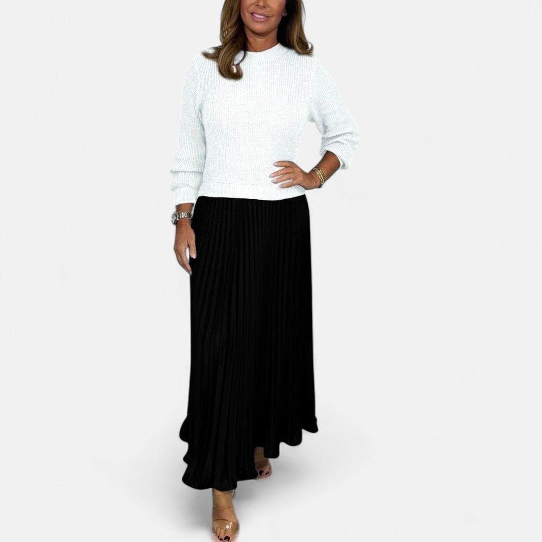Claudia - Abito Maxi con Maglione e Gonna Plissettata