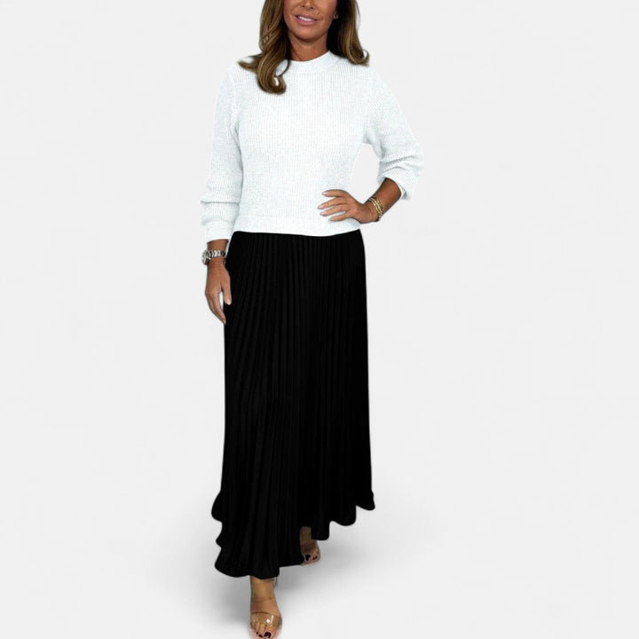Claudia - Abito Maxi con Maglione e Gonna Plissettata