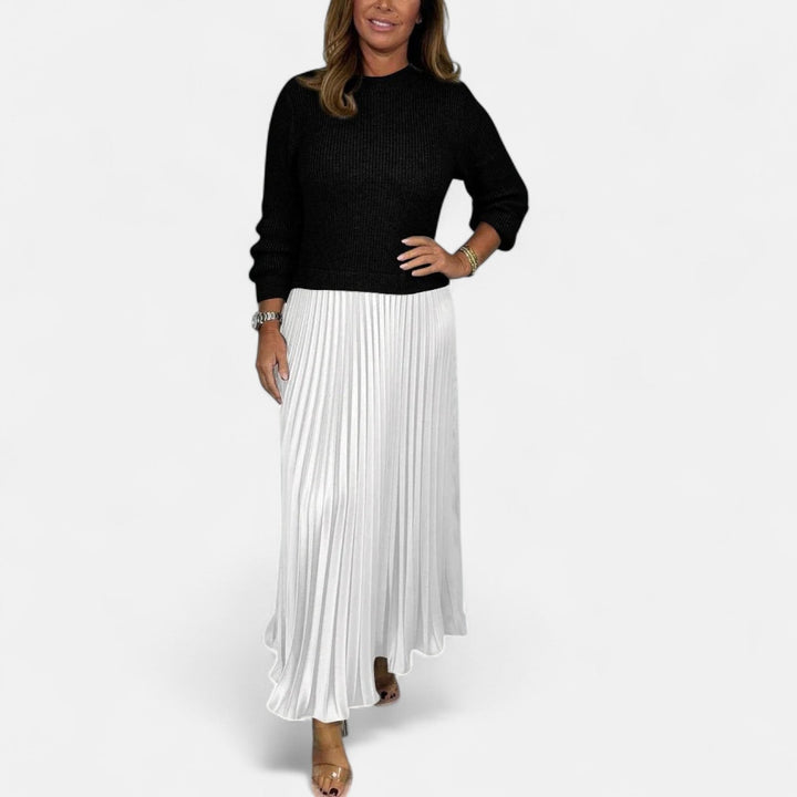 Claudia - Abito Maxi con Maglione e Gonna Plissettata