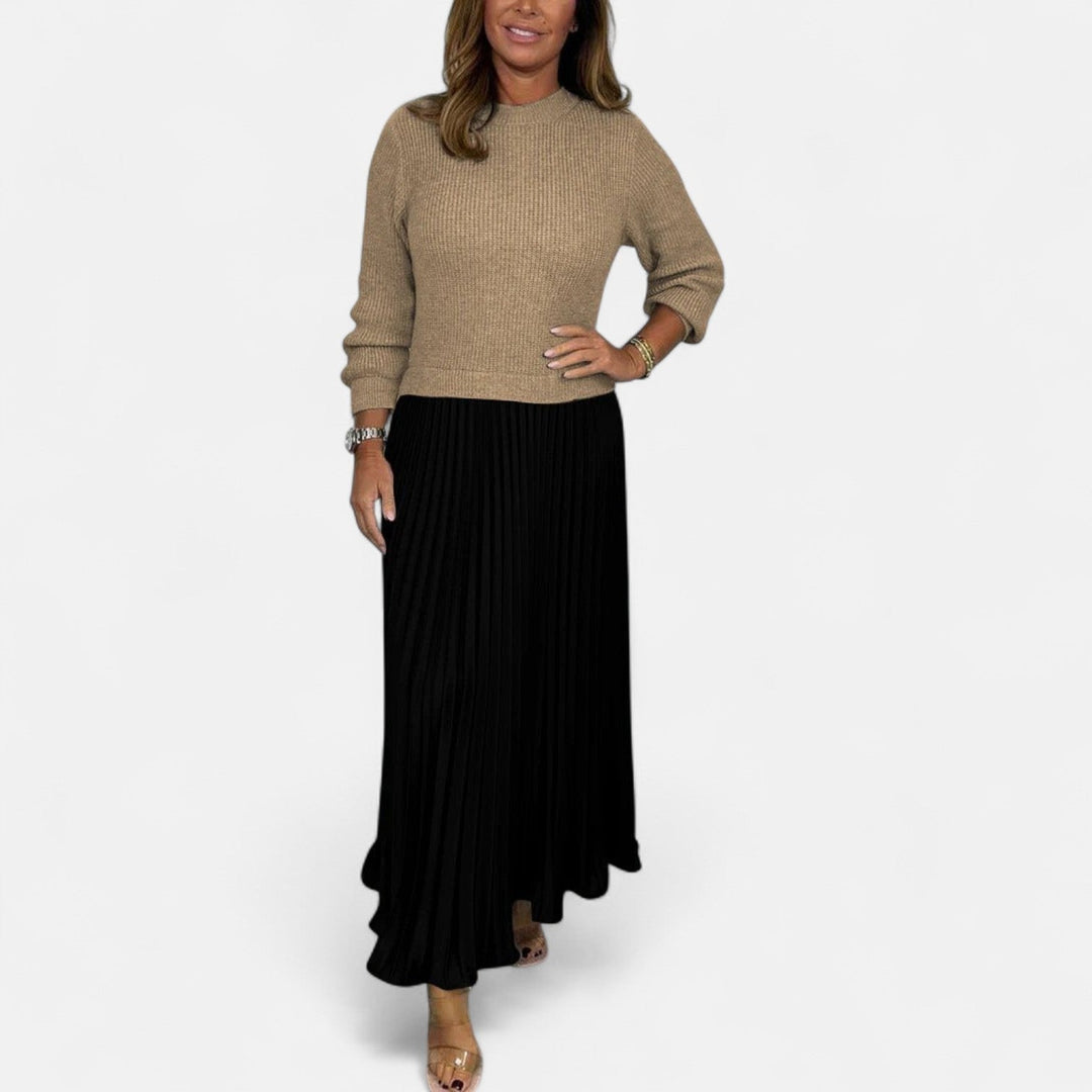 Claudia - Abito Maxi con Maglione e Gonna Plissettata