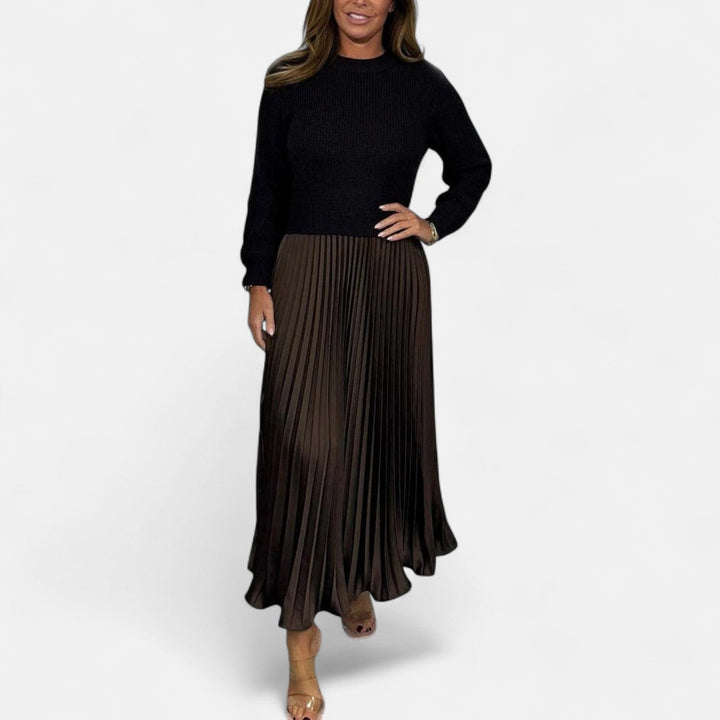 Claudia - Abito Maxi con Maglione e Gonna Plissettata