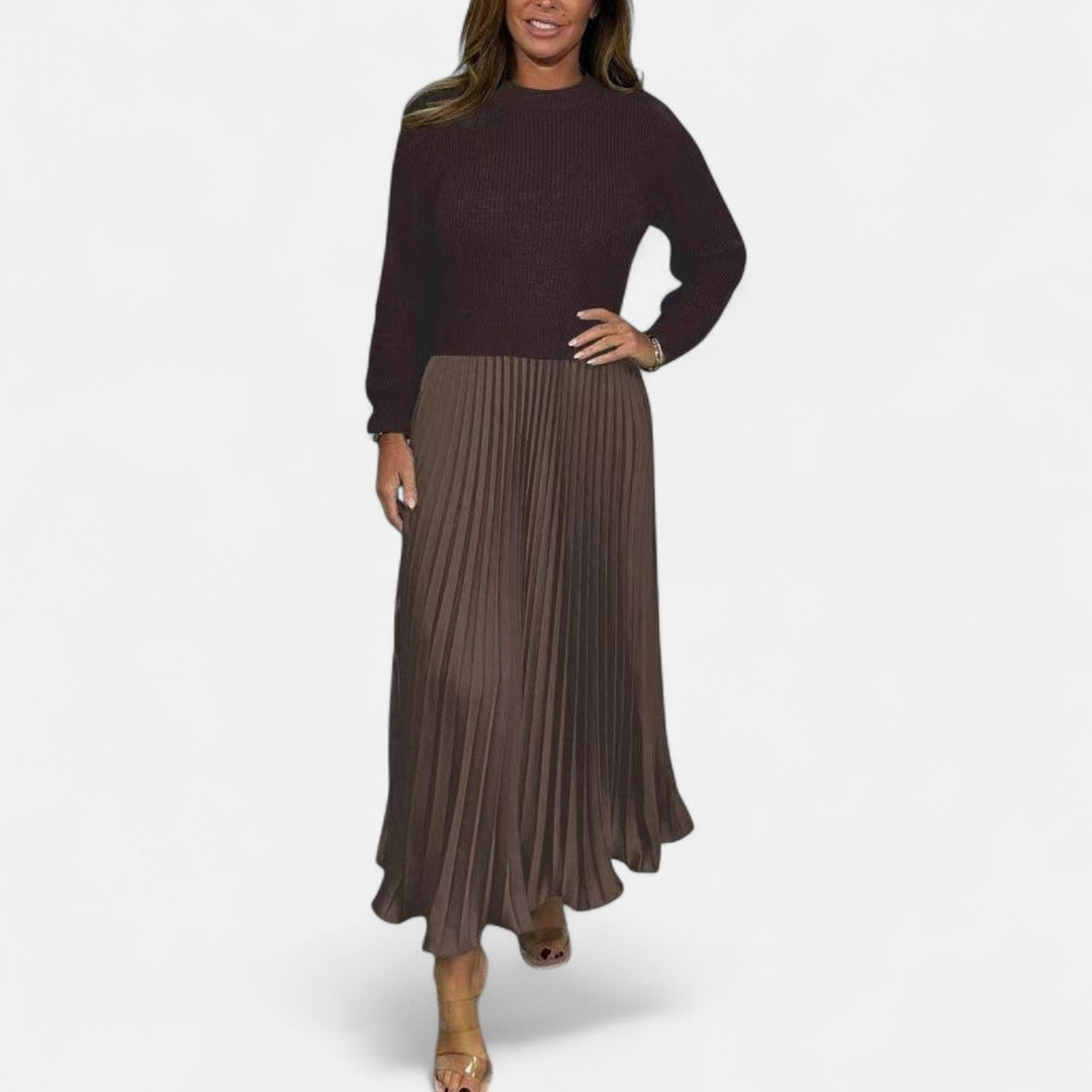 Claudia - Abito Maxi con Maglione e Gonna Plissettata