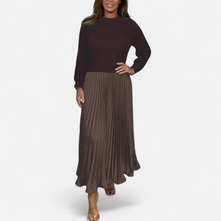 Claudia - Abito Maxi con Maglione e Gonna Plissettata