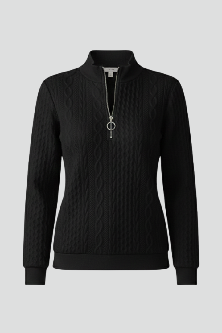Eloise | Jersey estructurado con cuello de cremallera y detalle de textura de punto trenzado