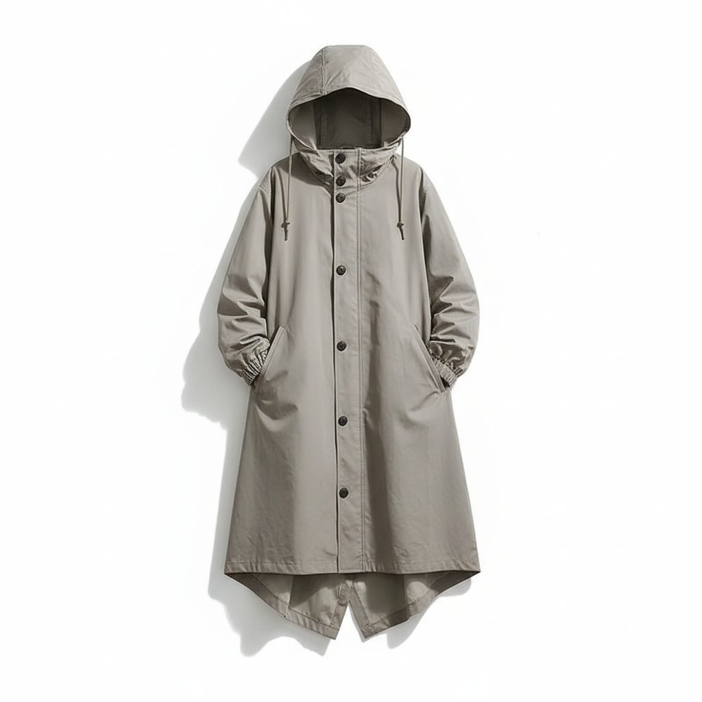 Women's Rain Jacket Water Resistant Hooded Longline Fit Outdoor Casual
