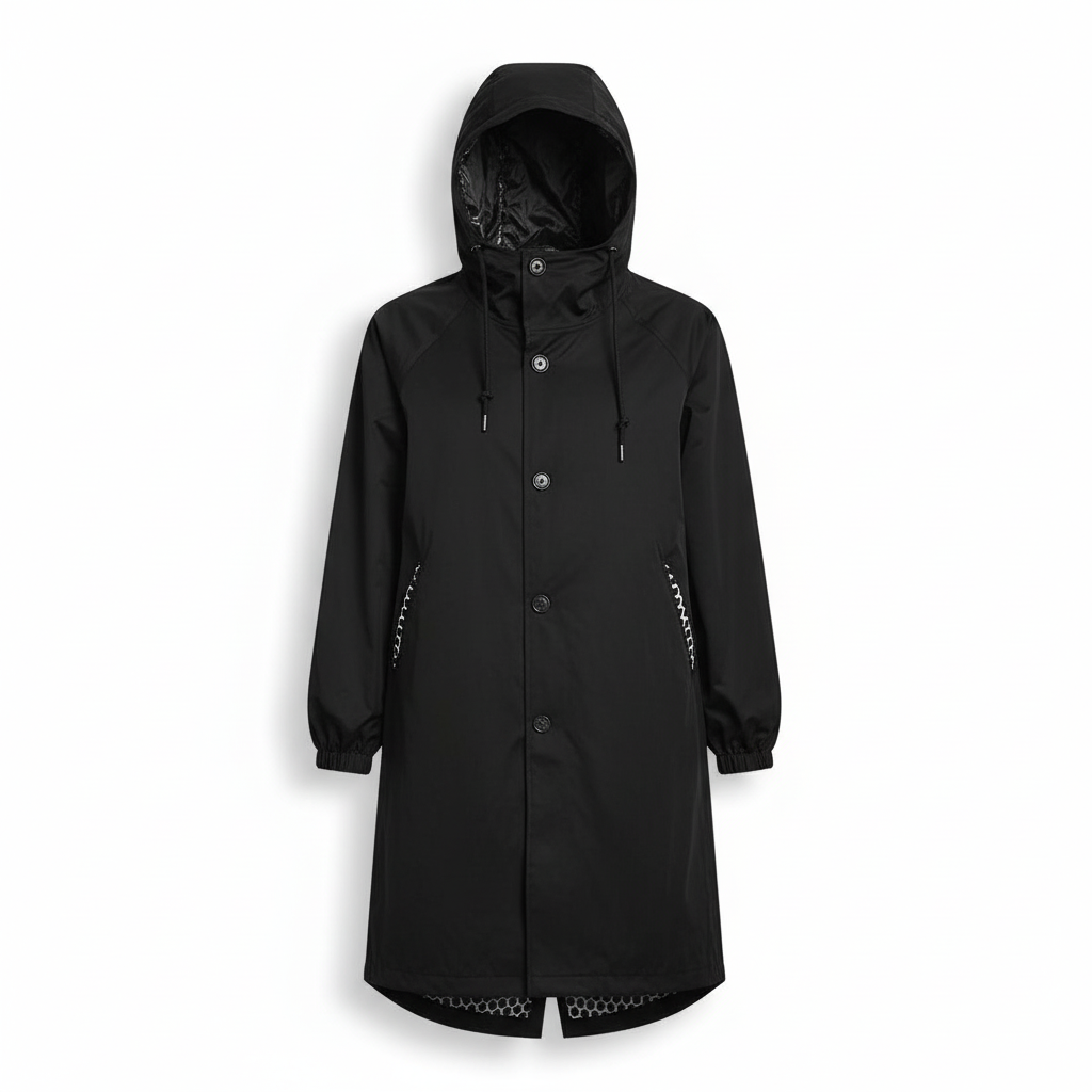 Women's Rain Jacket Water Resistant Hooded Longline Fit Outdoor Casual