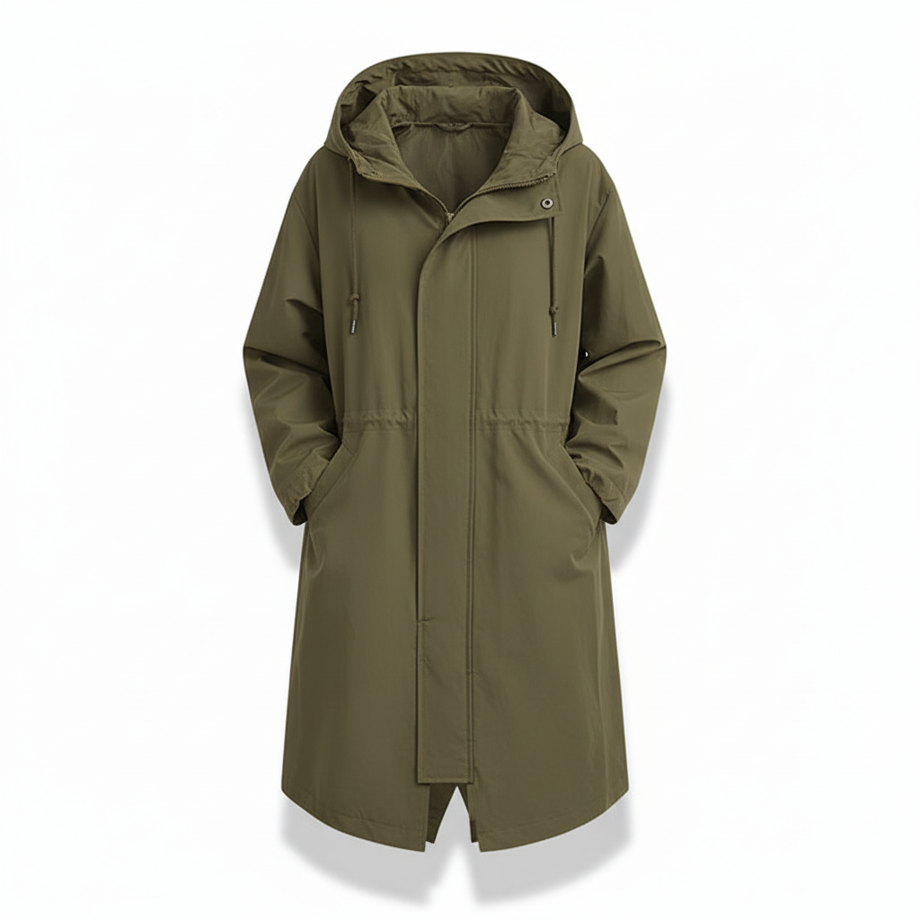Women's Rain Jacket Water Resistant Hooded Longline Fit Outdoor Casual