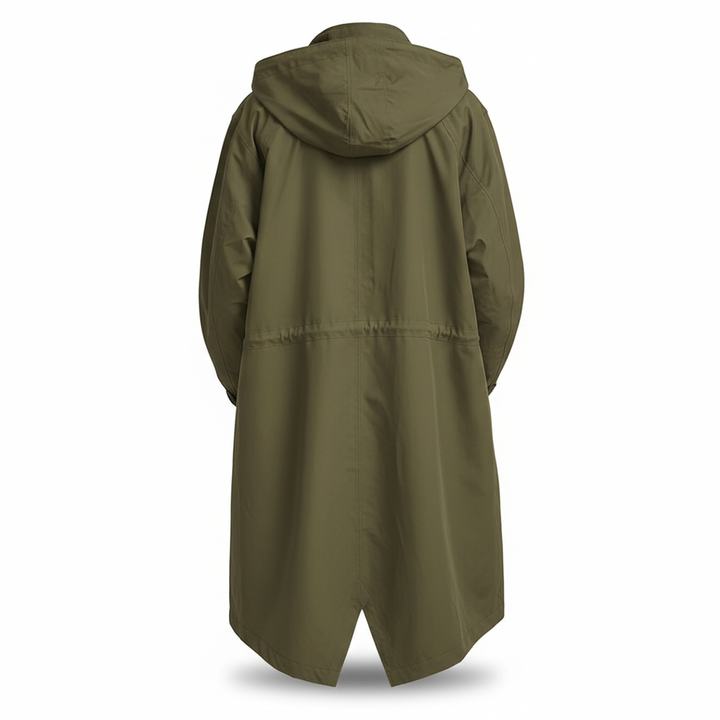 Women's Rain Jacket Water Resistant Hooded Longline Fit Outdoor Casual