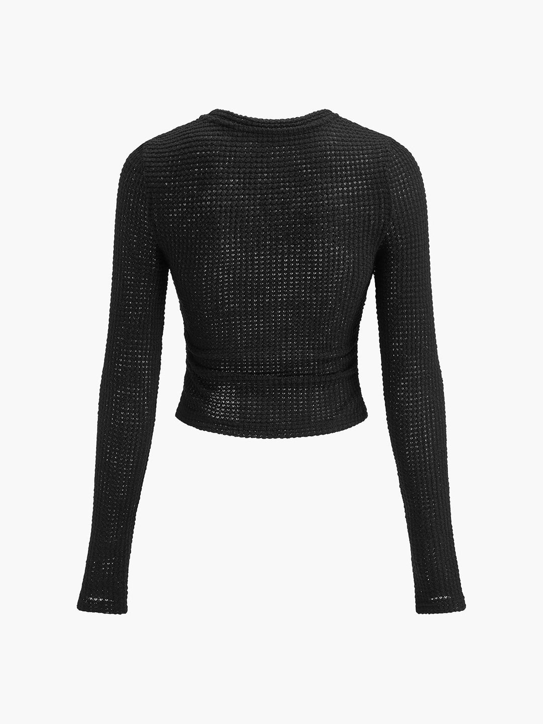 Miriam | Textured Long Sleeve Top with Waffle Knit and Crew Neckline