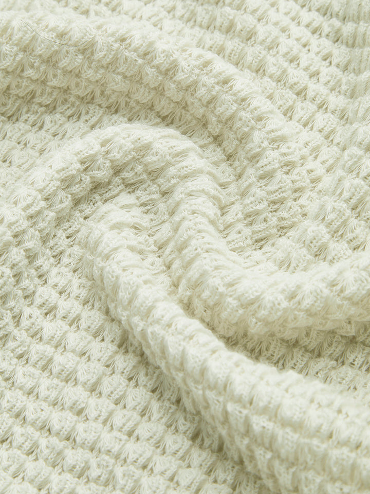 Miriam | Textured Long Sleeve Top with Waffle Knit and Crew Neckline