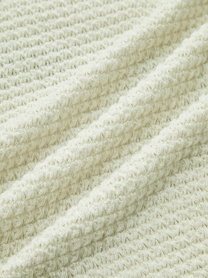 Miriam | Textured Long Sleeve Top with Waffle Knit and Crew Neckline