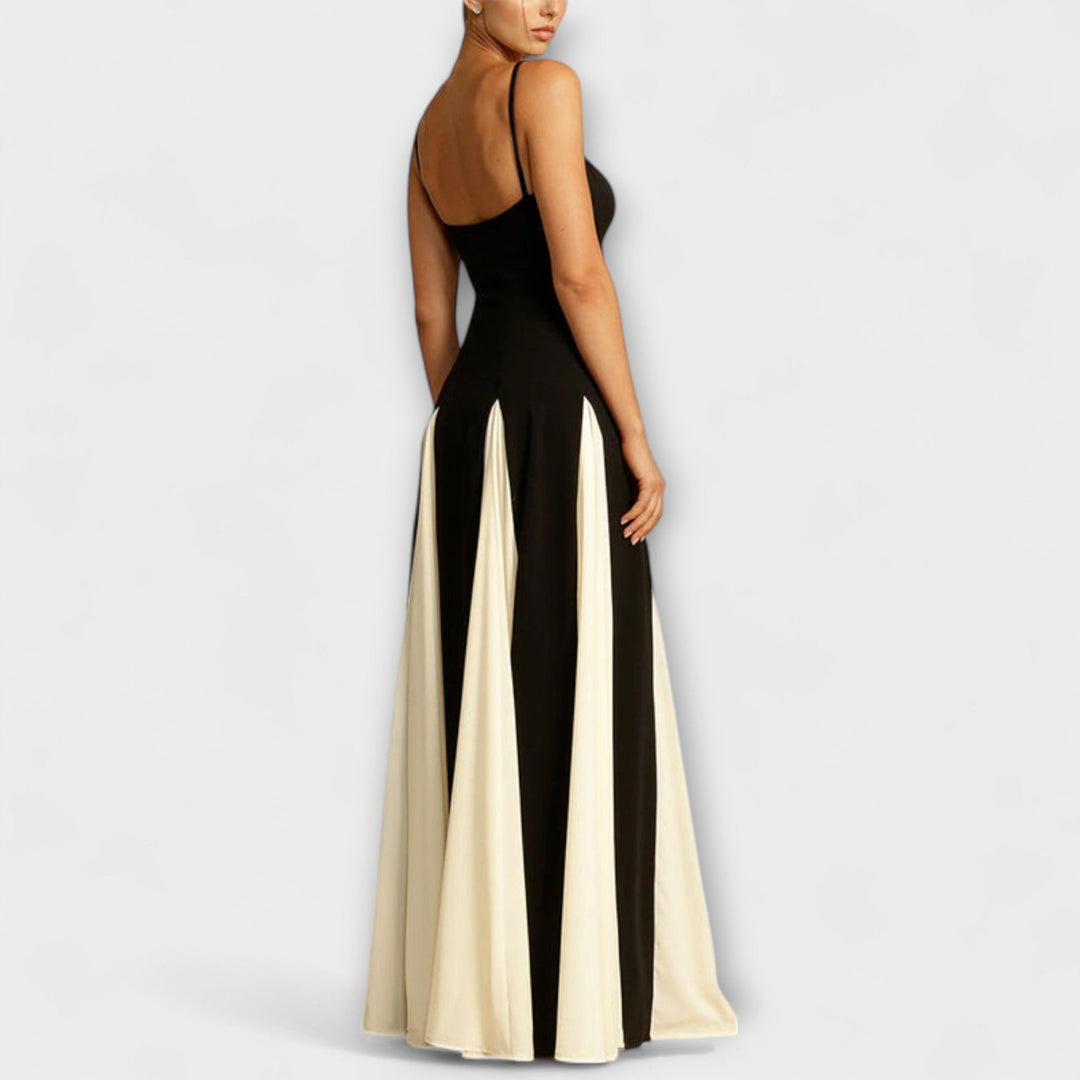 Ember - Classico Abito Lungo A-Line con Pannelli in Tulle