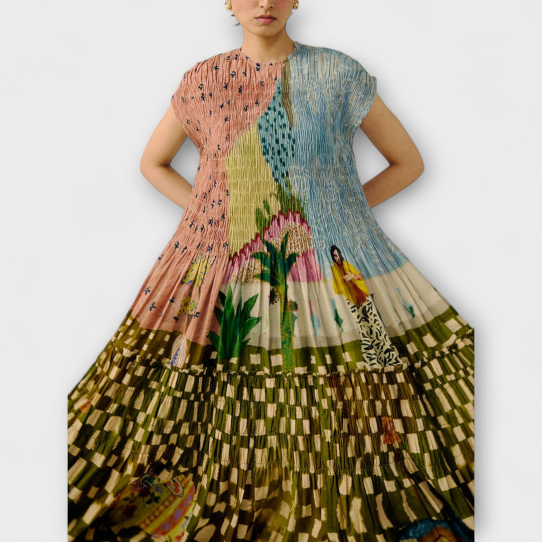Amara - Robe plissée à imprimé animalier