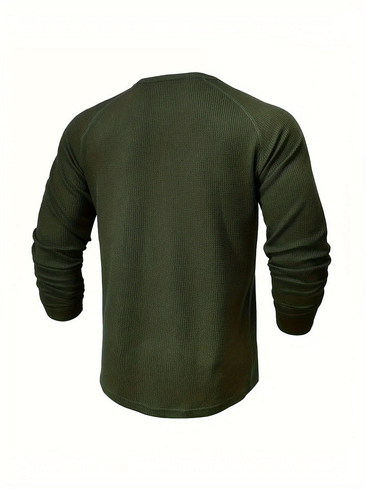 Callum | Polished Long Sleeve Henley Shirt with Button Placket and Tailored Fit