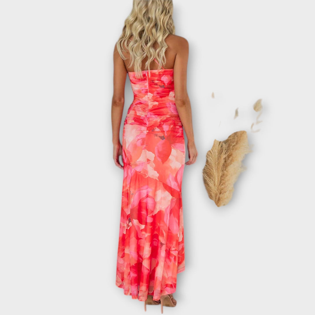 Pia - Vestido Longo com Franzido Assimétrico
