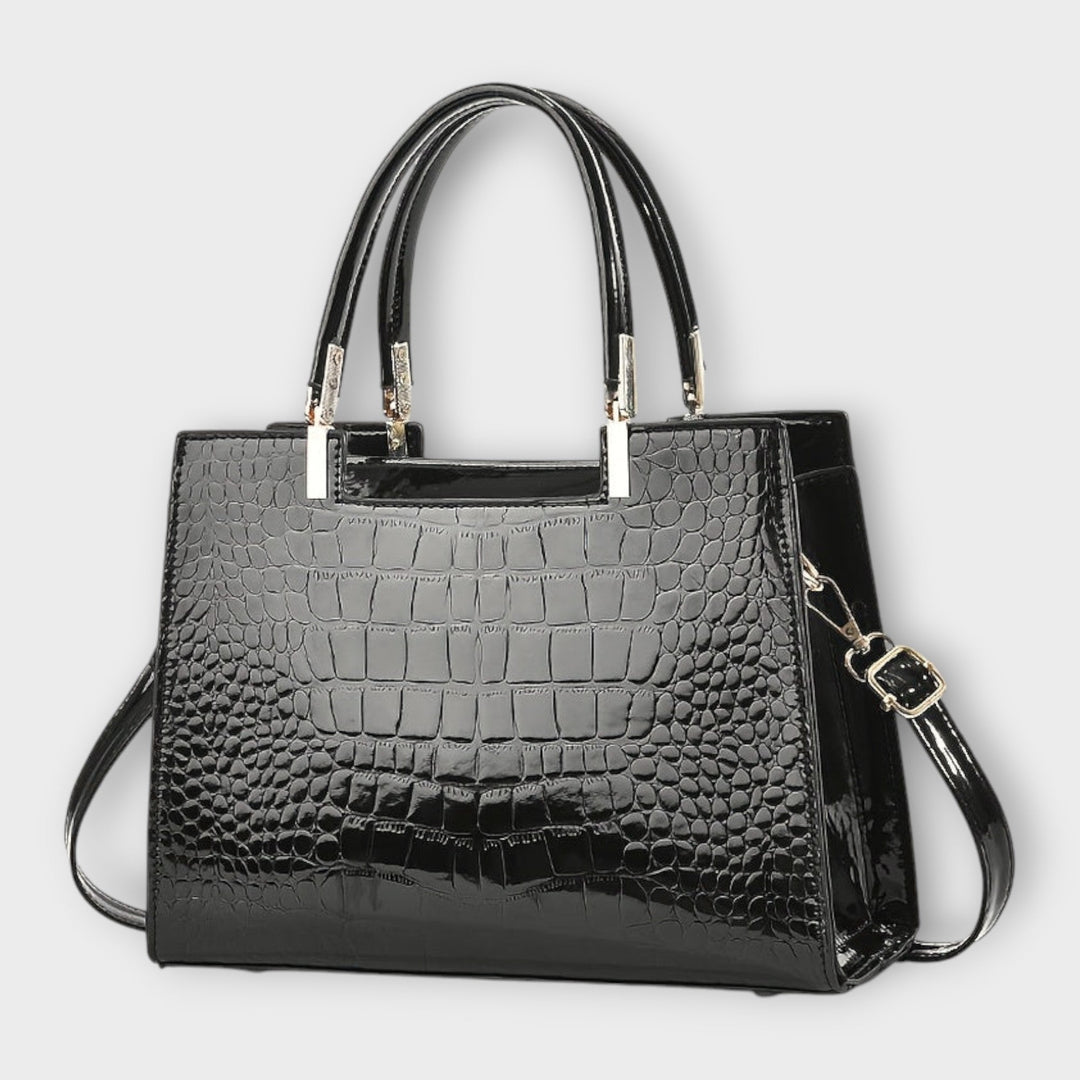 Olivia | Bolsa de Mão com Estampa de Crocodilo Brilhante