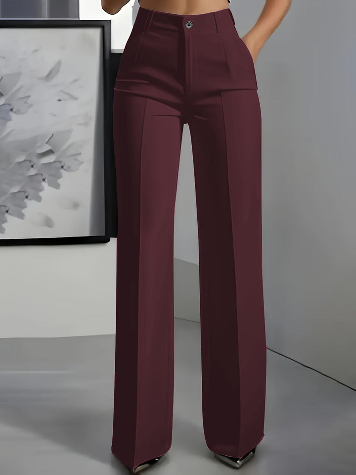 Pantalon large pour femmes, taille haute, coupe structurée, style bureau décontracté
