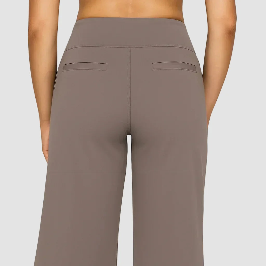 Women's Sweatpants Soft Stretch Fabric High Waist Wide Leg Pockets Casual