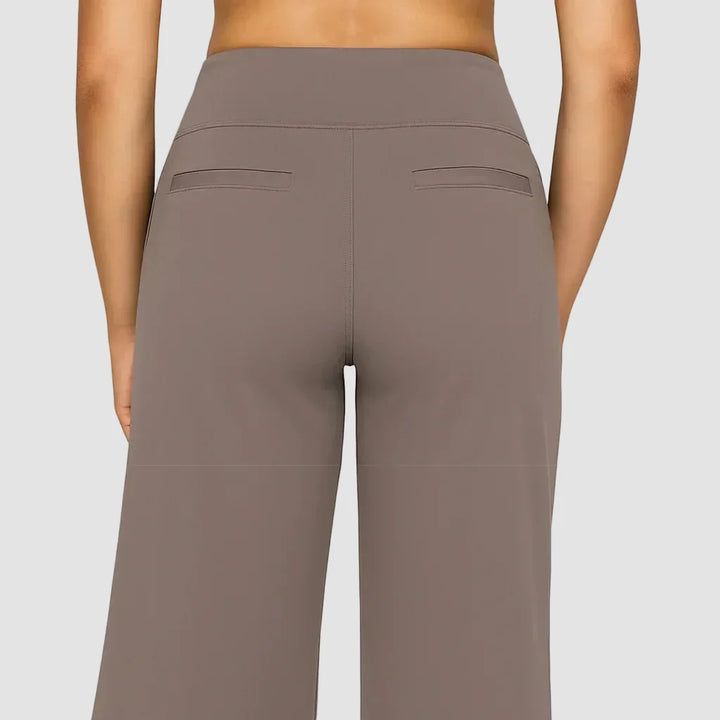 Women's Sweatpants Soft Stretch Fabric High Waist Wide Leg Pockets Casual