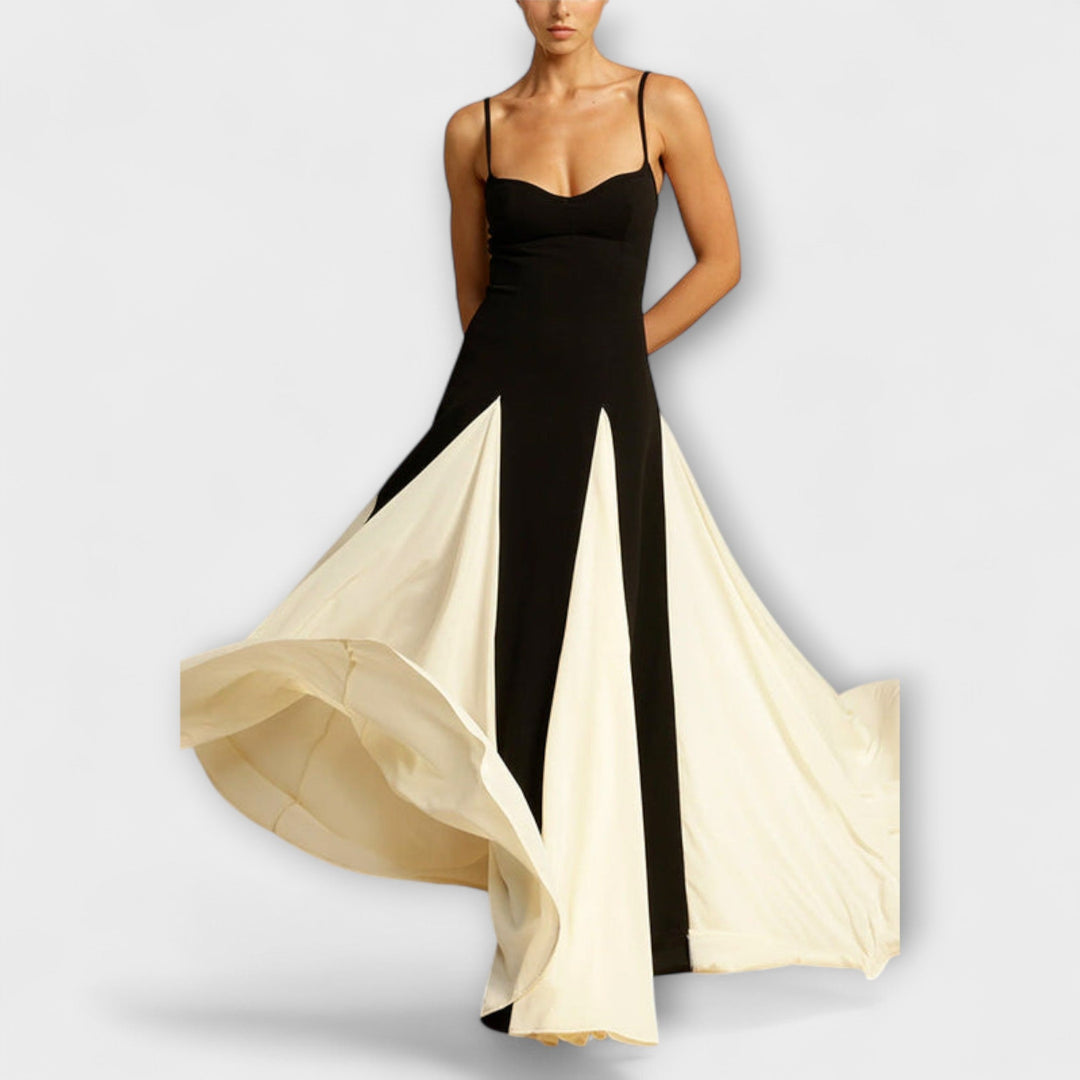 Ember - Classico Abito Lungo A-Line con Pannelli in Tulle