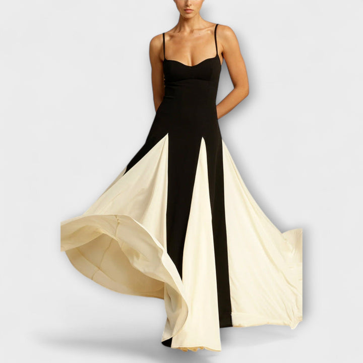 Ember - Classico Abito Lungo A-Line con Pannelli in Tulle