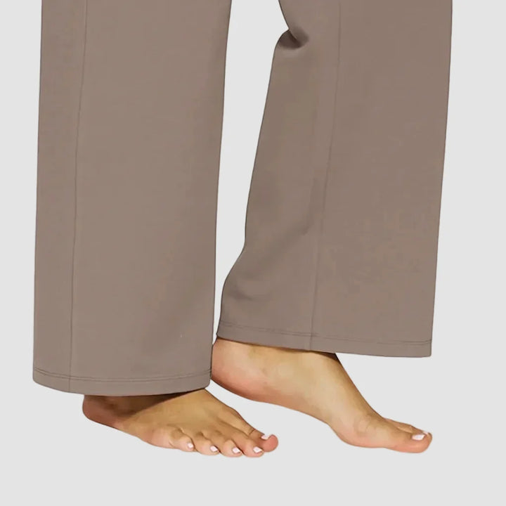 Women's Sweatpants Soft Stretch Fabric High Waist Wide Leg Pockets Casual
