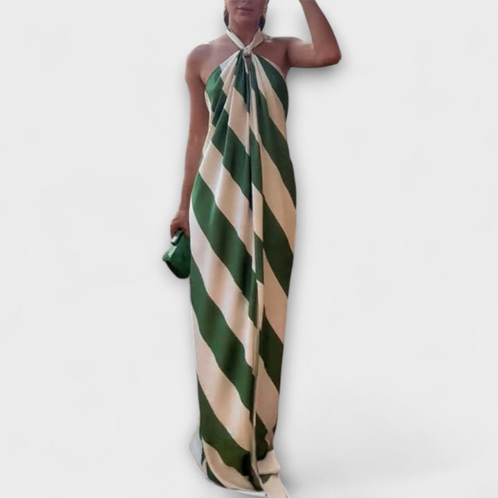 Marlowe - Gestreiftes Neckholder Maxikleid ohne Rücken