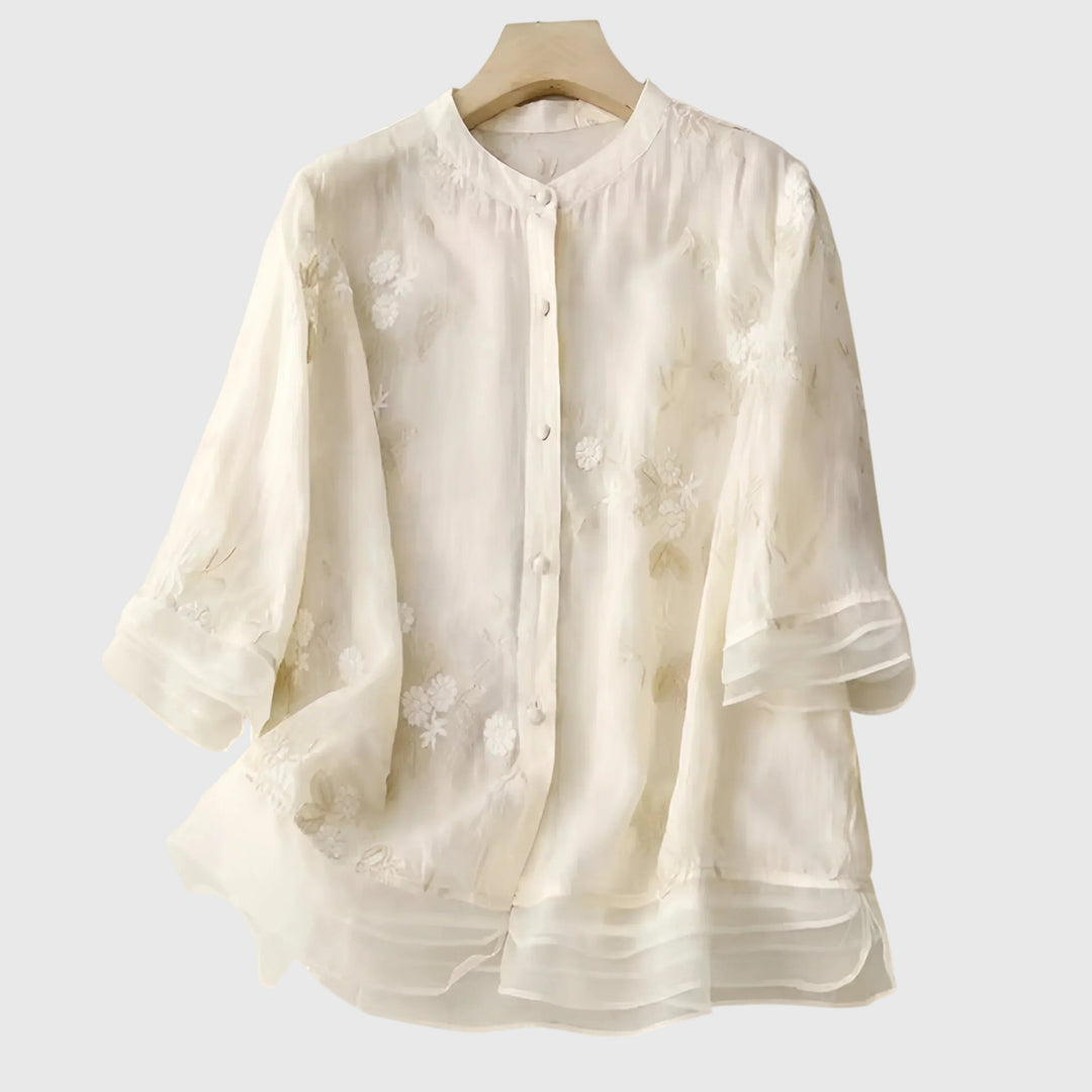 Nellie™ | Top elegante con flores bordadas