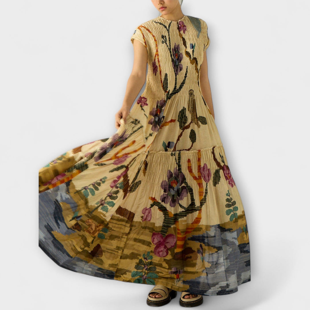 Amara - Robe plissée à imprimé animalier