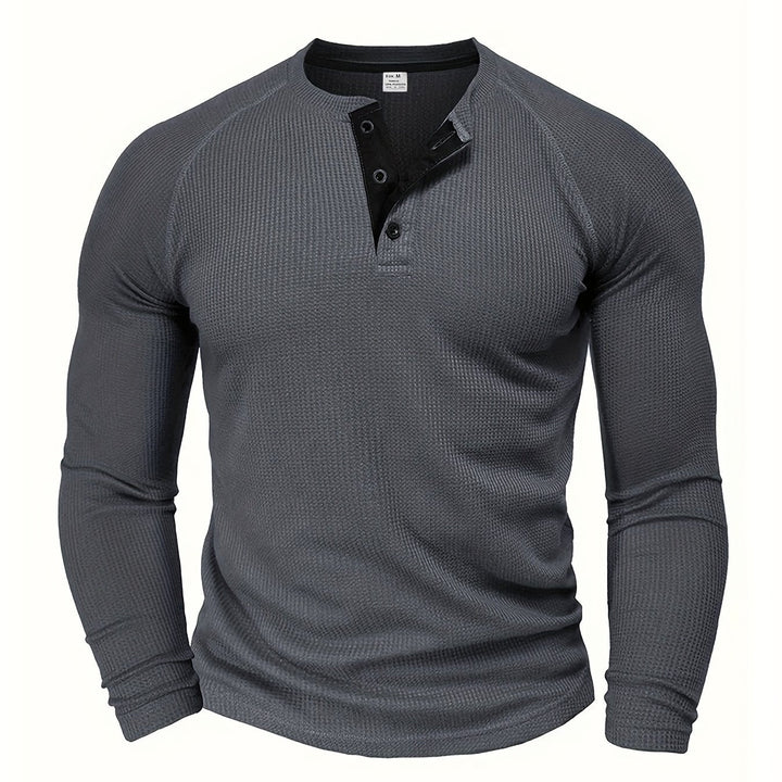 Callum | Polished Long Sleeve Henley Shirt with Button Placket and Tailored Fit